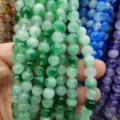 Colorful chalcedony loose beads jade gemstone round beads for DIY bracelet making accessories - Green 3