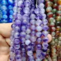 Colorful chalcedony loose beads, dyed jade bicolored round beads for DIY bracelet accessories. - Purple 2
