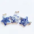 Natural crystal star pendant 2cm blue stone pentagram charm for DIY jewelry making necklace. - Blue Spot Stone