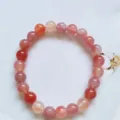 Natural stone beaded bracelet for women, 8mm pink crystal agate gemstone jewelry style. - Yanyuan Agate