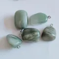 Natural green stone pendant charm semi precious gemstone DIY handmade necklace jewelry - 1