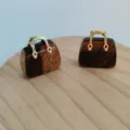 Natural stone crystal mini handbag pendant, elegant brown gemstone purse jewelry charm variant. - Tiger Eye Stone Bracelet