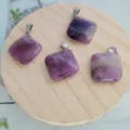 Natuurlijke paarse fluoriet vierkante hanger ketting mode sieraden accessoire met zilveren oog. - Vierkant