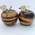 Natural tiger eye stone apple ornament with rhinestones gold leaf crystal decor gift - Tiger Eye Stone Bracelet