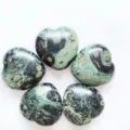 Natural crystal heart gemstone ornament set, polished green stone palm stones for home decor. - Rhyolite