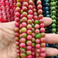 Colorful chalcedony loose beads double color jade round beads diy bracelet jewelry making - Color 013