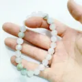 8mm Natural Stone Beaded Bracelet for Women White Green Jadeite Style Fashion Jewelry - Green Jade