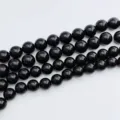 Perles rondes en agate noire d'obsidienne naturelle brins semi-finis pour accessoires bijoux. - 4mm / Agate noire de qualité A