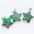 Natural crystal star pendant DIY jewelry accessories for handmade necklaces and bracelets wholesale. - Ruby Zoisite