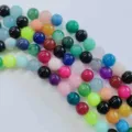 Colorful chalcedony gemstone round beads loose for DIY bracelet jewelry making accessories. - Mixed Colors