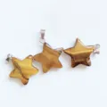 Natural tiger eye stone star pendant, brown crystal pentagram jewelry DIY necklace accessory - Tiger's Eye
