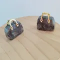 Natural stone crystal mini handbag pendant creative jewelry ornament cute crystal bag charm - Larvikite