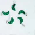 Natuurlijke kristallen kleine halve maan hanger voor DIY ketting oorbel sieraden maken - Malachiet (Synthetisch)