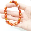 Bracelet en perles de pierre précieuse d'agate rouge naturelle 8mm rond mode bijoux minimaliste - Agate à Rayures Rouges