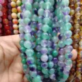 Bracelet de perles en chalcédoine fluorite colorée accessoires de bijoux faits main - Vert Violet