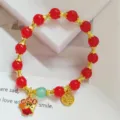 Nouveau bracelet rétro perles rouges chinoises avec pendentif poisson doré et charme de chance femme. - Bonne Chance