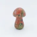 Natural crystal stone carved mushroom figurine pocket decoration mini healing ornament. - Unakite