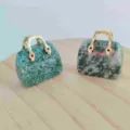 Natural stone mini handbag pendant crystal jade craft ornament sweet bag decor accessory - Green Spot Stone