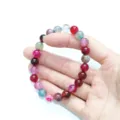 Bracelet en perles d'agate colorée naturelle 8mm mode simple unique rond en pierre précieuse - Agate veine de dragon colorée