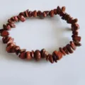 Natural red chip stone elastic bracelet, irregular gemstone crystal bead jewelry for women. - Red Jasper