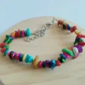 Colorful irregular crystal chip bracelet with lobster clasp and extension chain for women - Colorful Shell