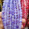 Natural purple pink chalcedony round beads gemstone strands for DIY bracelet jewelry - Purple Style 1