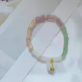 Bracelet de perles de bambou en jade coloré naturel avec pendentif papillon blanc bijou - Nœud de bambou et papillon