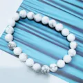 Natural white turquoise stone beaded bracelet single circle crystal gemstone jewelry. - White Turquoise