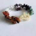 Natural multi-color chip stone bracelet, 7 chakra crystal irregular gemstone beaded stretch bracelet. - Multicolor Double Layer