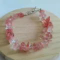 Natural irregular crystal chip bracelet for women, fashion quartz stone jewelry with lobster clasp. - Watermelon Red (Synthetic)