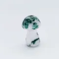 Natural crystal mushroom ornament, green moss agate gemstone carving decor, 3.5cm size item. - Moss Agate