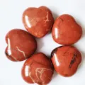 Natural red jasper crystal heart gemstone ornament pocket stone smooth polished 5 pcs - Red Jasper