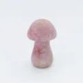 Natural crystal mushroom figurine, 3.5cm carved gemstone decor stone carving ornament. - Rose