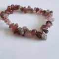 Natural irregular gemstone chip bracelet elastic crystal beaded jewelry fashion accessory - Strawberry Quartz