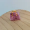 Natural stone crystal mini handbag pendant, pink jade cute bag charm and jewelry accessory - Phosphosiderite (Lilac)