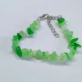 Green irregular crystal chip stone bracelet for women with lobster clasp and extension chain. - Green Agate Glass