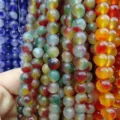 Colorful chalcedony loose round beads for DIY bracelet jewelry making, multi-color variant. - 06