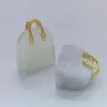 Natural jade crystal mini handbag pendant cute purse charm gemstone jewelry decor accessory - 2