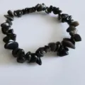 Natural black stone chip elastic bracelet irregular crystal bead fashion jewelry variant - Silver Sheen Obsidian