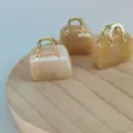 Natural stone crystal mini handbag pendant, sweet crystal jade bag charm jewelry accessory - Topaz