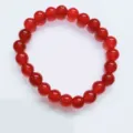 Red agate chalcedony bead bracelet for women 8mm gemstone stacking stretch jewelry gift. - Carnelian