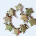 Natural crystal star pendant jewelry accessories, green stone pentagram DIY charm items. - Unakite