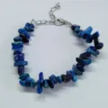 Natural blue crystal stone chip irregular bracelet with lobster clasp and extension chain. - Lapis Lazuli