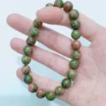 Natural stone beaded bracelet unakite gemstone crystal round single circle jewelry item - Unakite