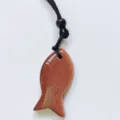 Goldstone fish pendant necklace with black braided rope, lucky fish charm jewelry accessory for daily. - Goldstone (Synthetic)