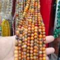 Colorful chalcedony loose beads half-finished round beads DIY bracelet jewelry accessories - Color 014