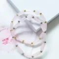 Bracelet en quartz rose naturel avec perles rectangulaires et intercalaires dorés et argentés - Perles Dorées / Quartz rose