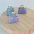 Natural stone mini handbag pendant crystal agate sweet purse charm jewelry DIY accessories - Synthetic Blue Stripe