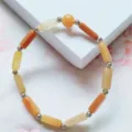 Bracelet en perles de pierre jaune naturelle mode bijoux d'énergie accessoire chic - Perles Dorées / Aventurine Rouge