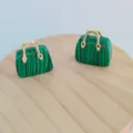 Green malachite mini handbag pendant natural crystal stone cute bag creative jewelry charm decor - Malachite (Synthetic)